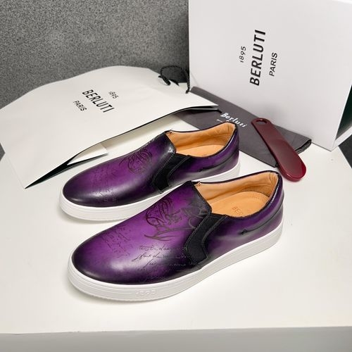Berluti Purple Leather Sneakers With Soft Sole