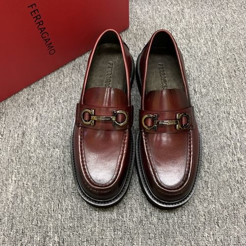 Ferragamo Moccasin Shoes With Hardware Buckle And Stitching