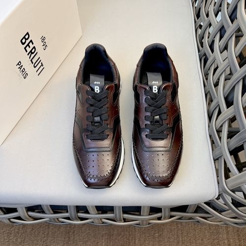 Berluti Sport Shoes With Contrast Tone And Mark Line Design