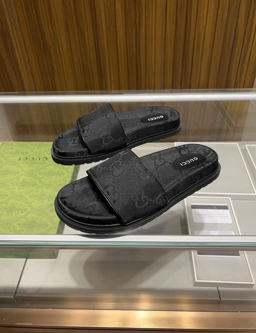 Gucci Monogram Pattern Textured Sole Slides
