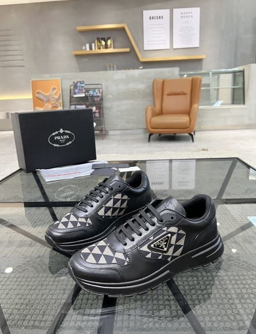 Prada Leather Mesh Breathable Sneakers