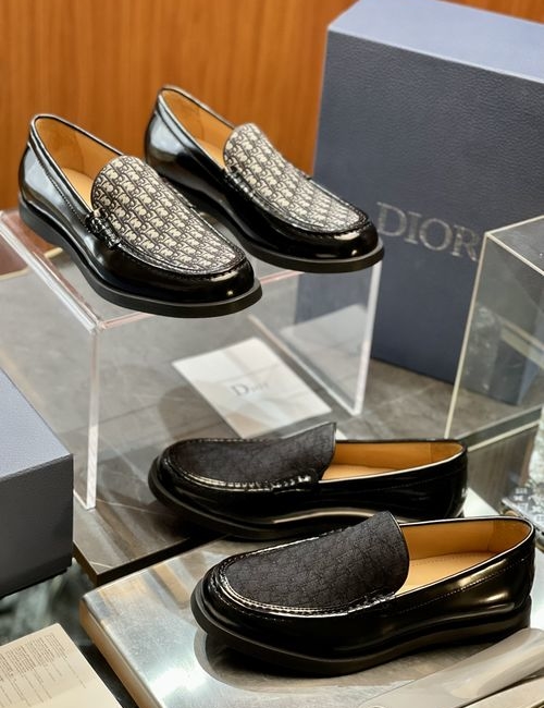 Christian Dior CD Granville Loafers Glossy Leather Rubber Sole
