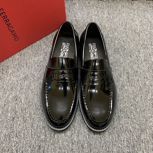 Ferragamo Patent Leather Stitched Casual Dress Shoes