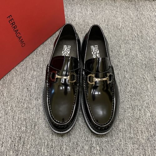 Ferragamo Patent Leather Stitched Casual Dress Shoes