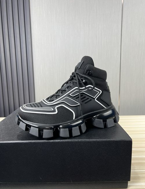 Prada Knit Fabric Leather Lining Casual Shoes