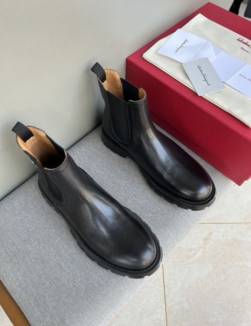 Ferragamo Cowhide Foam Sole Casual Boots