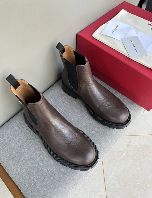 Ferragamo Cowhide Foam Sole Casual Boots