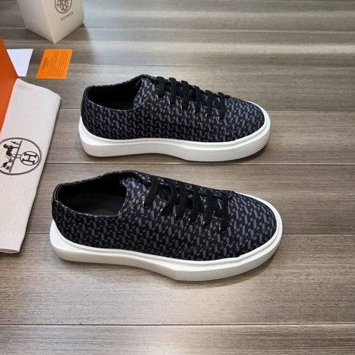 Hermes H Pattern Fabric Casual Shoes