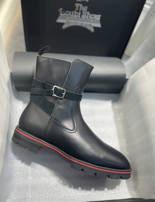 Christian Louboutin Tire Sole Black Leather Boots