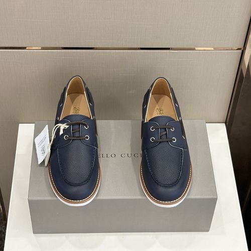 Brunello Cucinelli BC Litchi Grain Leather Loafers