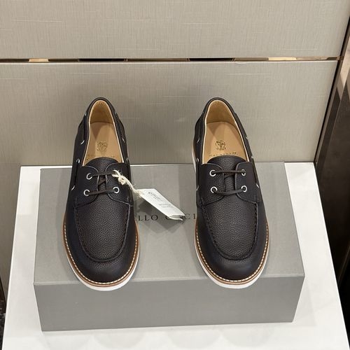 Brunello Cucinelli BC Litchi Grain Leather Loafers