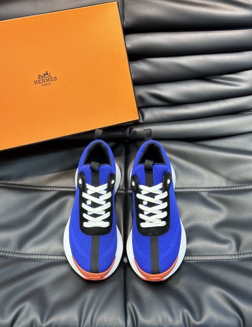 Hermes Layered Leather Casual Sneakers With Rubber Sole