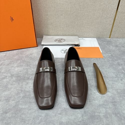 Hermes Giovanni Loafers With Plated Buckle Leather Sole