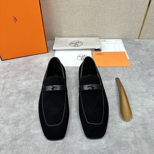 Hermes Giovanni Loafers With Plated Buckle Leather Sole