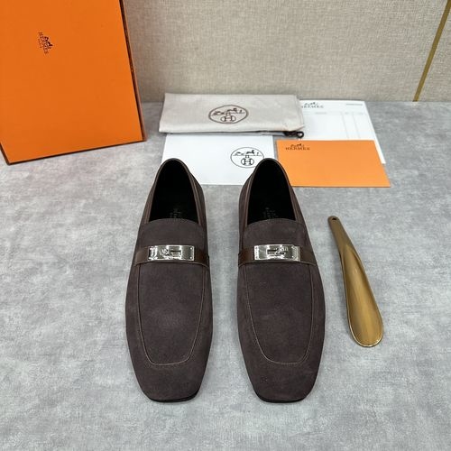 Hermes Giovanni Loafers With Plated Buckle Leather Sole