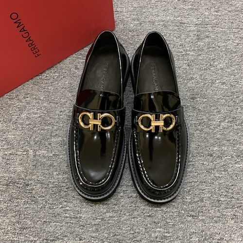 Ferragamo Thick-sole Loafers With Patent Leather Upper