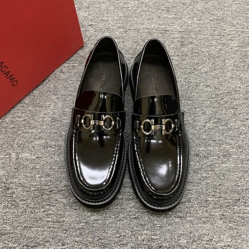 Ferragamo Thick-sole Loafers With Patent Leather Upper