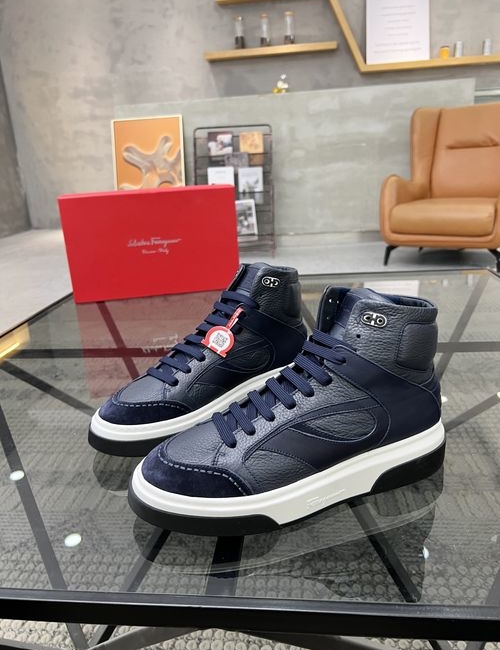 Ferragamo Premium High-top Leather Sneakers