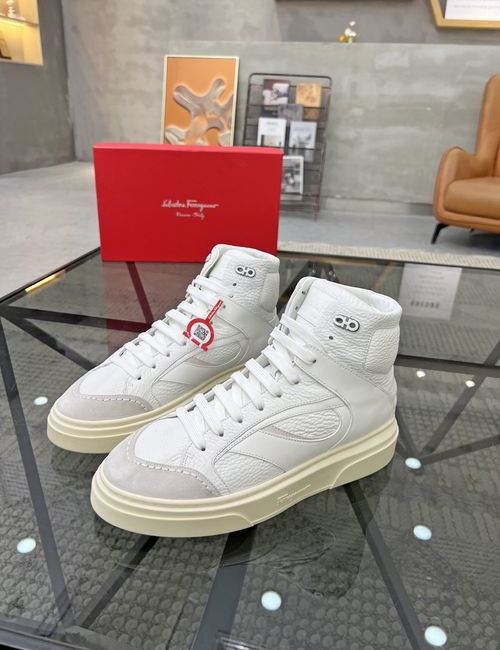 Ferragamo Premium High-top Leather Sneakers