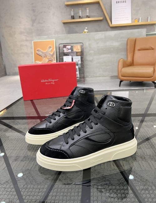 Ferragamo Premium High-top Leather Sneakers
