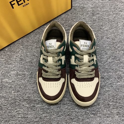 Fendi Stitched Leather Casual Shoes