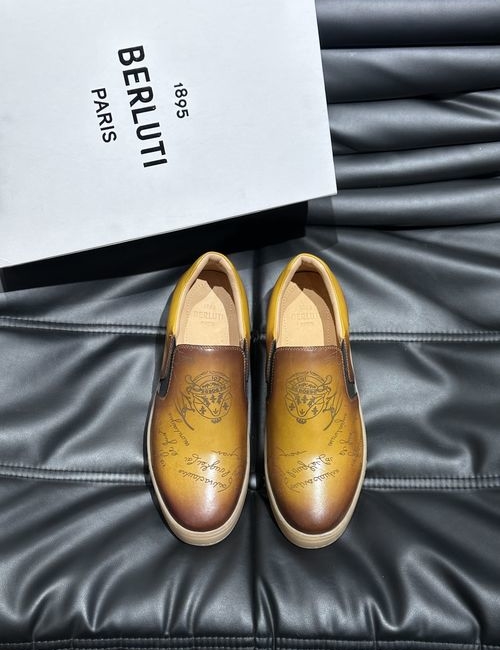 Berluti Calfskin Casual Shoes Rubber Sole Embossed Pattern