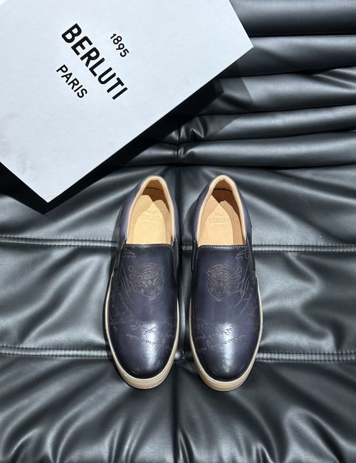 Berluti Calfskin Casual Shoes Rubber Sole Embossed Pattern