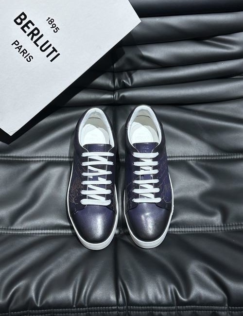 Berluti Calfskin Casual Shoes Rubber Sole Embossed Pattern