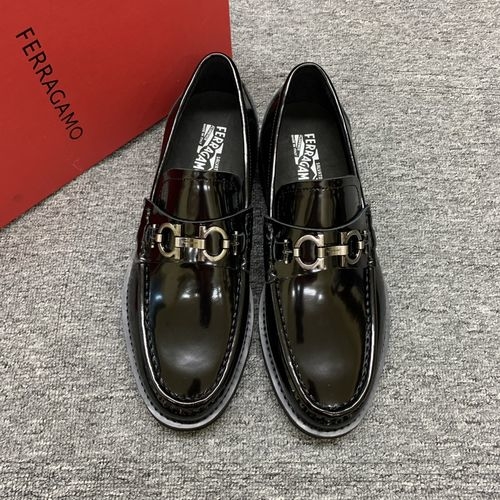 Ferragamo Premium Cowhide Leather Shoes Original Hardware