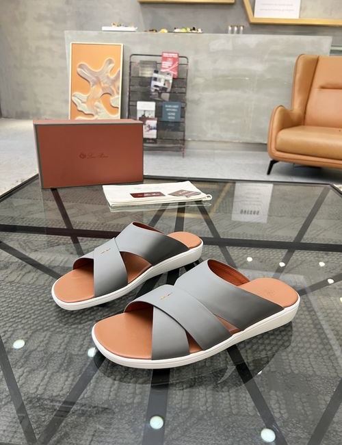 Loro Piana LP Embossed Calfskin Casual Slippers