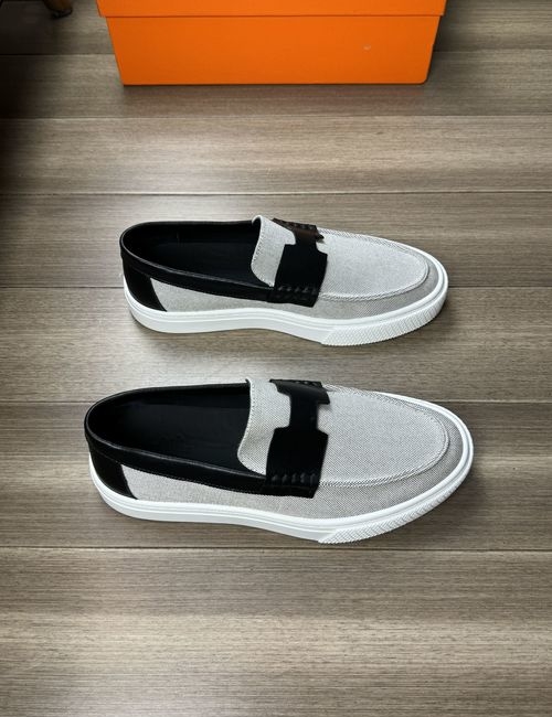 Hermes Calfskin Denim Canvas Sneakers