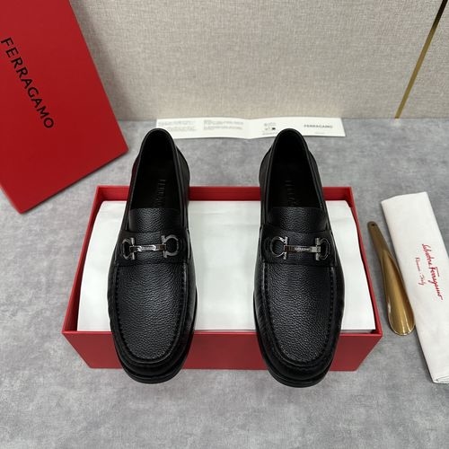 Ferragamo Gancini Buckle Leather Loafers