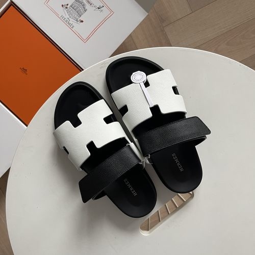 Hermes Epsom Leather Sandals With Adjustable Straps