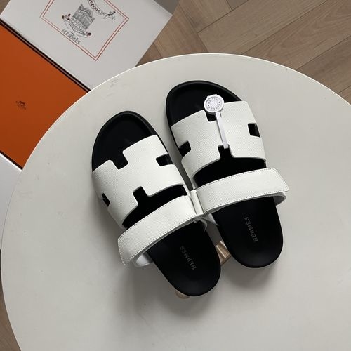 Hermes Epsom Leather Sandals With Adjustable Straps