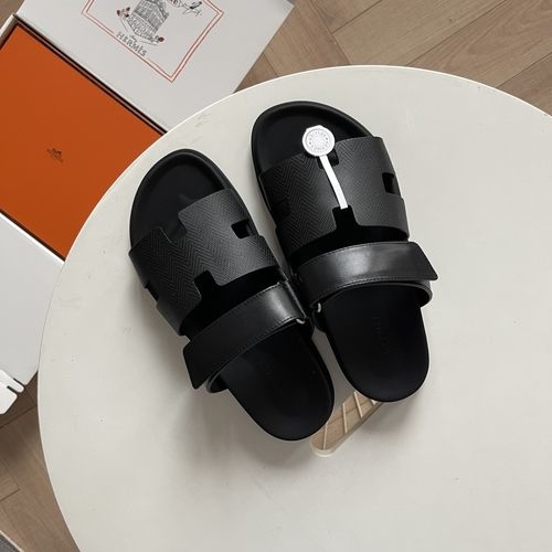 Hermes Epsom Leather Sandals With Adjustable Straps
