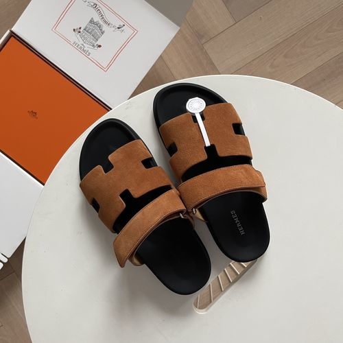 Hermes Epsom Leather Sandals With Adjustable Straps