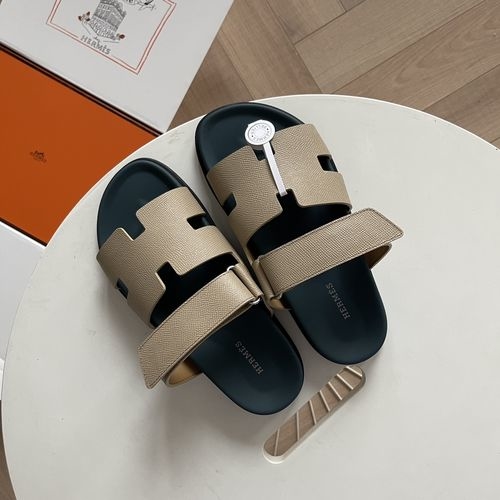 Hermes Epsom Leather Sandals With Adjustable Straps