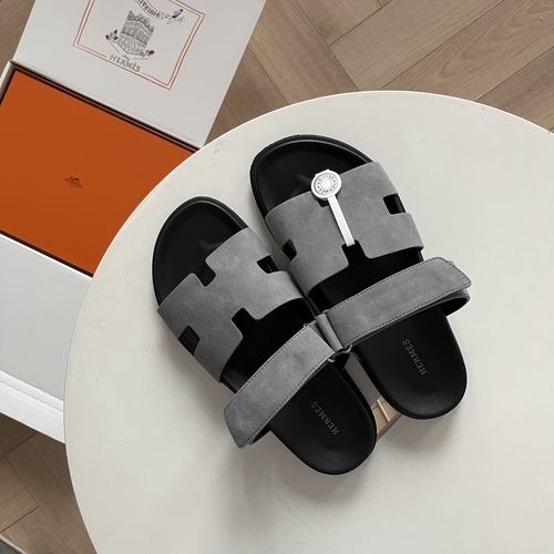 Hermes Epsom Leather Sandals With Adjustable Straps
