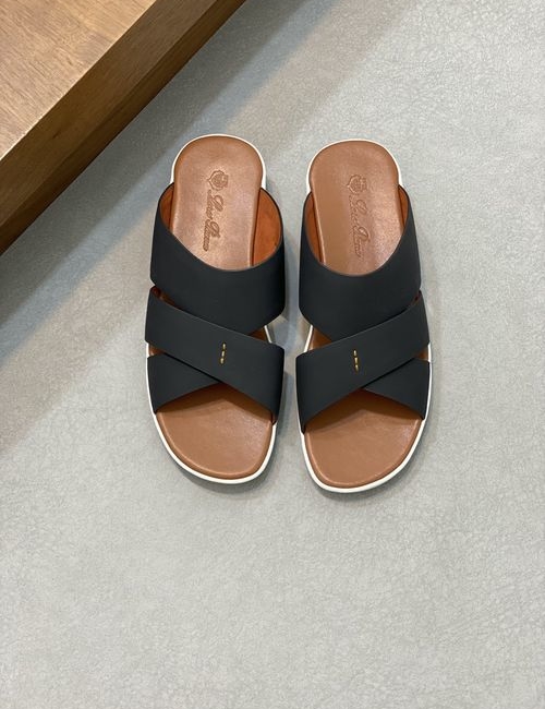 Loro Piana LP Cowhide Cross Strap Sandals Slippers