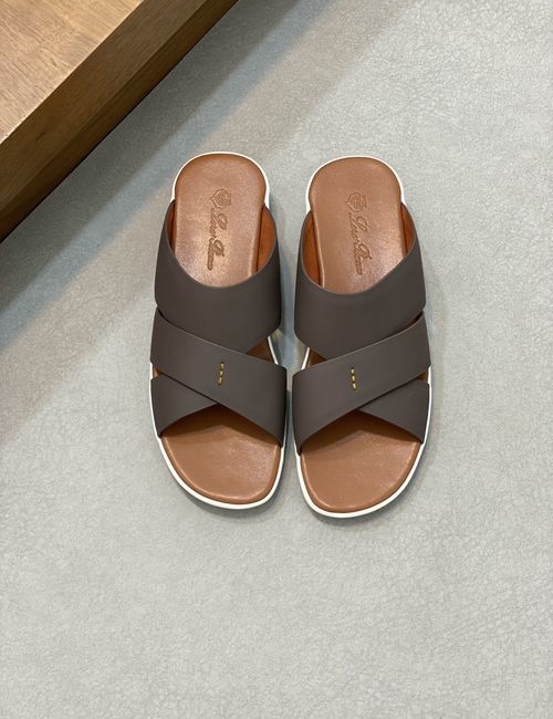 Loro Piana LP Cowhide Cross Strap Sandals Slippers