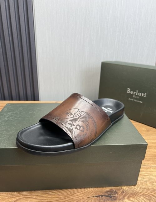 Berluti Leather Slip-On Sandals