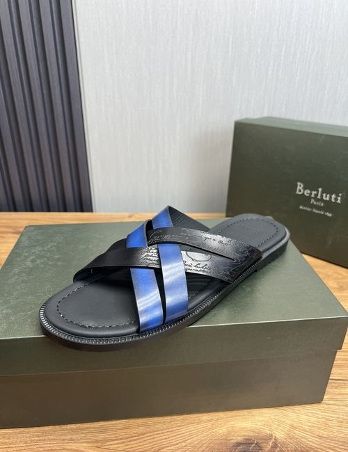 Berluti Leather Slip-On Sandals