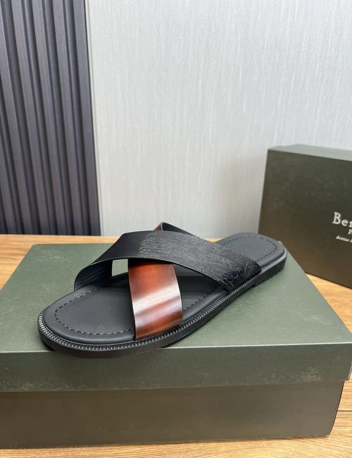 Berluti Leather Slip-On Sandals