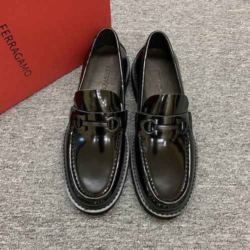 Ferragamo Thick Sole Loafers With Opened Bead Cowhide