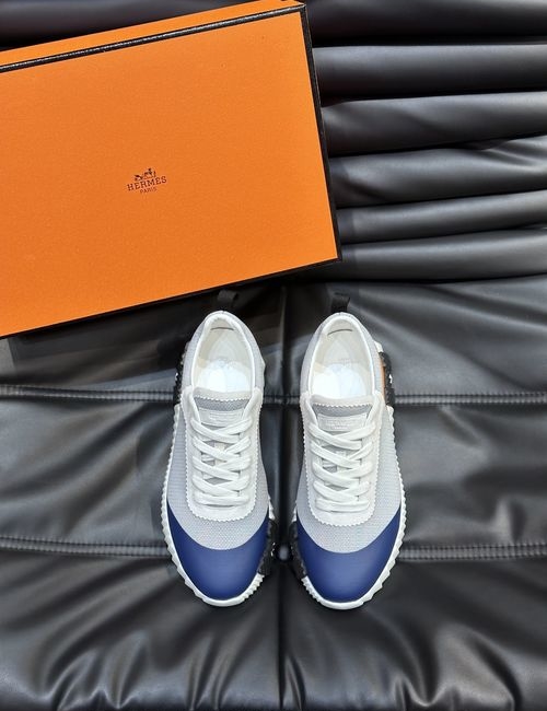 Hermes Bouncing Sneakers Leather Mesh Sole Casual Shoes