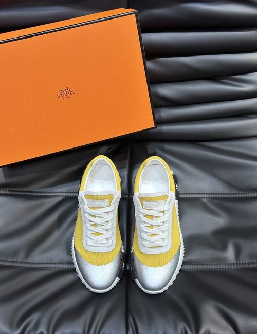 Hermes Bouncing Sneakers Leather Mesh Sole Casual Shoes