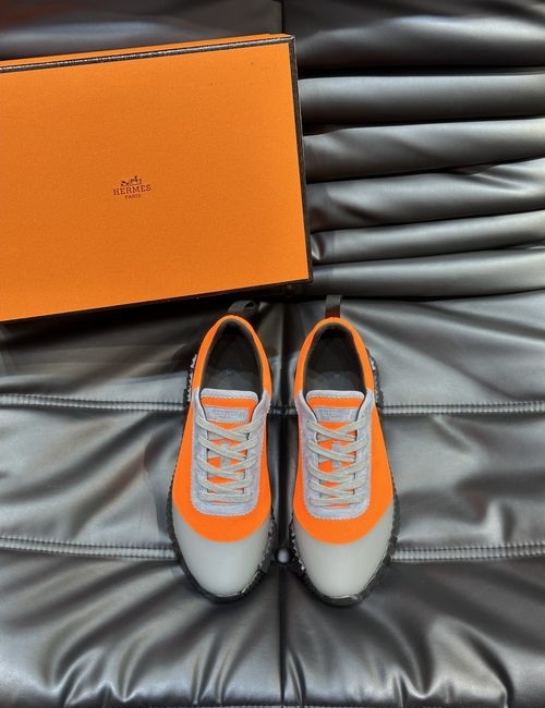Hermes Bouncing Sneakers Leather Mesh Sole Casual Shoes
