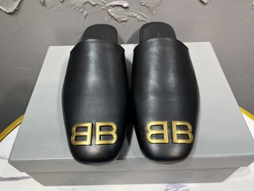 Balenciaga Slingback Mules Leather Sole Slippers