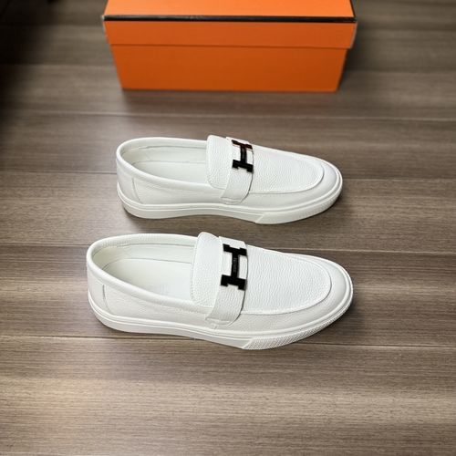 Hermes Grained Cowhide Shoes With Metal Buckle