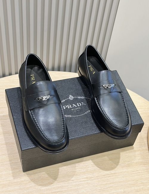 Prada Leather Loafers With Leather Sole